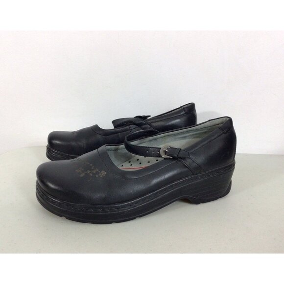 Klogs Mary Jane Leather Shoes Black Flower Womens 11 - Picture 1 of 7